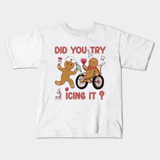 Funny Christmas Nurse Did You Try Icing It? Gingerbread Man Kids T-Shirt